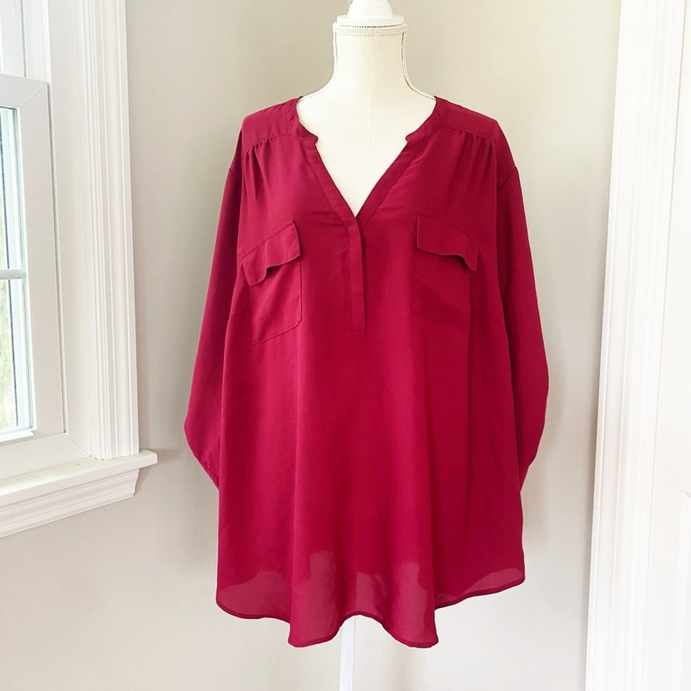 Torrid Burgundy Button Down Shirt - Picture 1 of 8